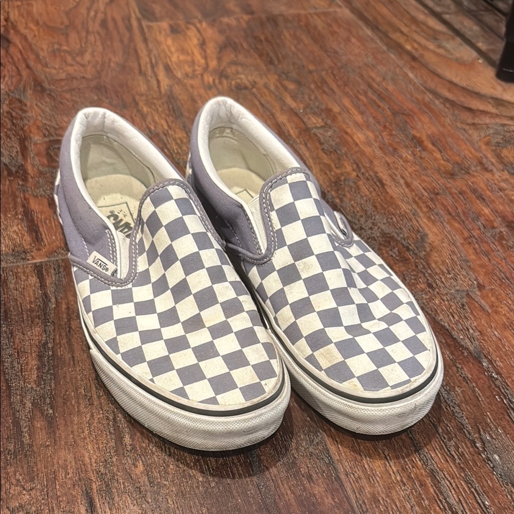 Vans White and Purple Flats with Elastic Slip-On Design